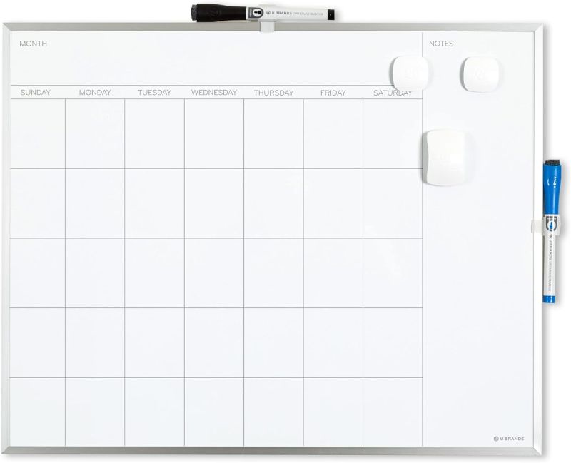 Photo 1 of U Brands Dry Erase Calendar with Gold Aluminum Frame Set, Office Supplies, with Magnet and Marker, 16” x 20”, 3 Pieces