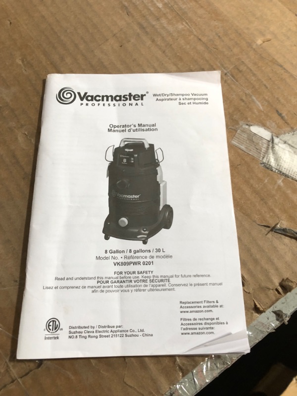 Photo 3 of [FOR PARTS] Vacmaster VK809PWR 0201 8 Gallon 5.5 Peak  Vacuum Cleaner 8 Gallon 