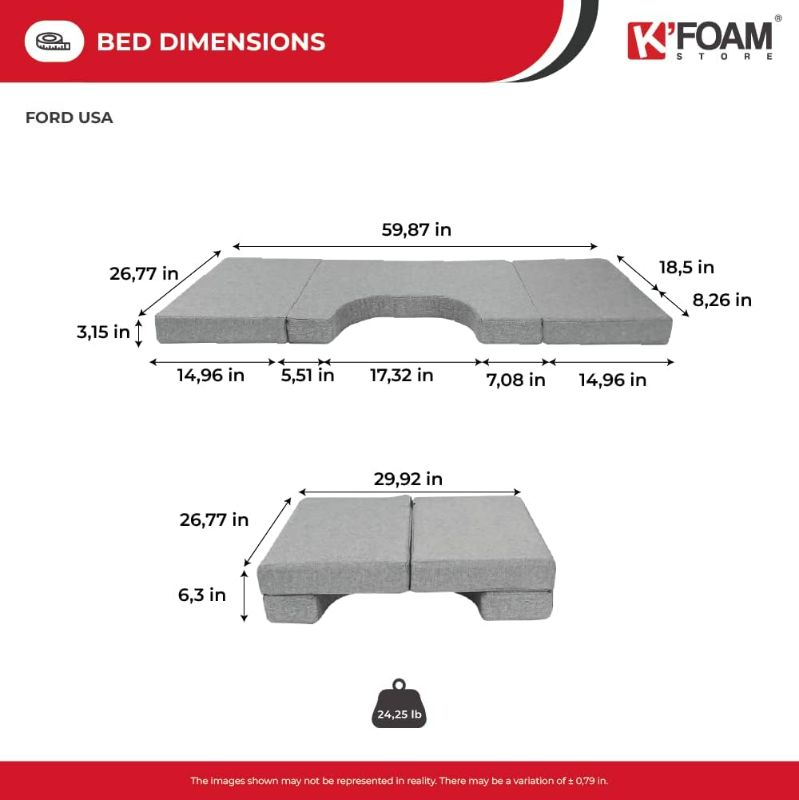 Photo 5 of (READ NOTES) K´Foam Store Front Seat Mattress for Ford Transit 150, 250, 350 and Custom Camper RV (2014-2023) Perfect Folding Bed for Children and Pet