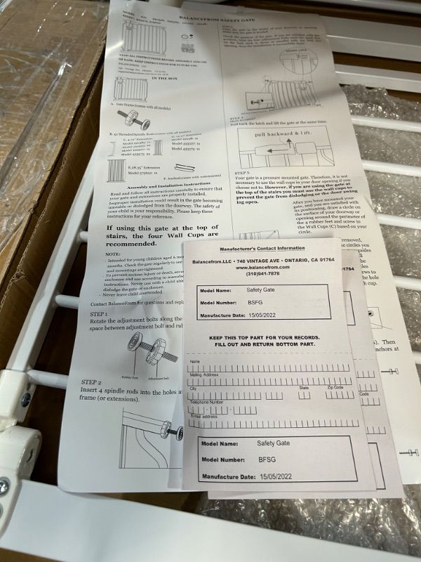 Photo 2 of BalanceFrom Easy Walk-Thru Safety Gate, White 30-inch Tall, No Caps Fits 29.1 - 33.8" Wide
