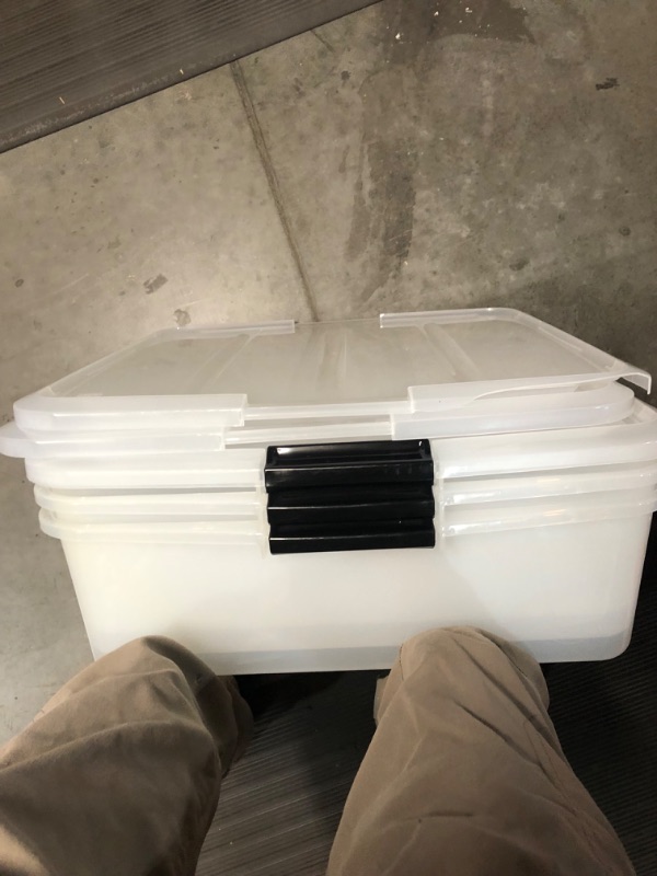 Photo 3 of **CORNER IS CHIPPED OFF**  IRIS USA 33 Quart Plastic Buckle Up Under Bed Storage Container with Lids and Durable Buckles MultiPurpose  - 3 Pack