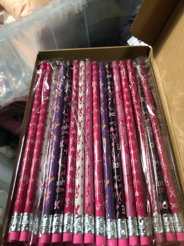 Photo 3 of Harloon Breast Cancer Awareness Pencils Bulk, Pink Ribbon Wood Pencils with Eraser Survivor Gift for Women Breast Cancer Awareness Party Supplies, HB Pencils for Fundraiser Handouts (96 Pcs)