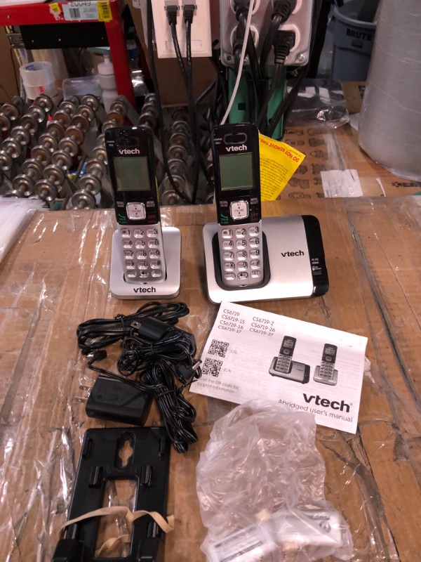 Photo 2 of VTech CS6719-2 2-Handset Expandable Cordless Phone with Caller ID/Call Waiting, Handset Intercom & Backlit Display/Keypad, Silver Silver 2 Handsets Phone