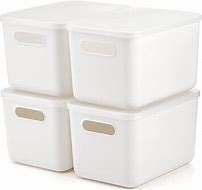Photo 1 of  2 PACK Plastic Storage Bins with Lid, White 