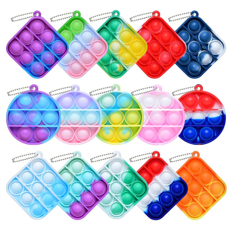 Photo 1 of 15PCS Mini Pop Fidget Toys Pack Push Bubble Pop Keychain Toy PACK OF 2 BUNDLE