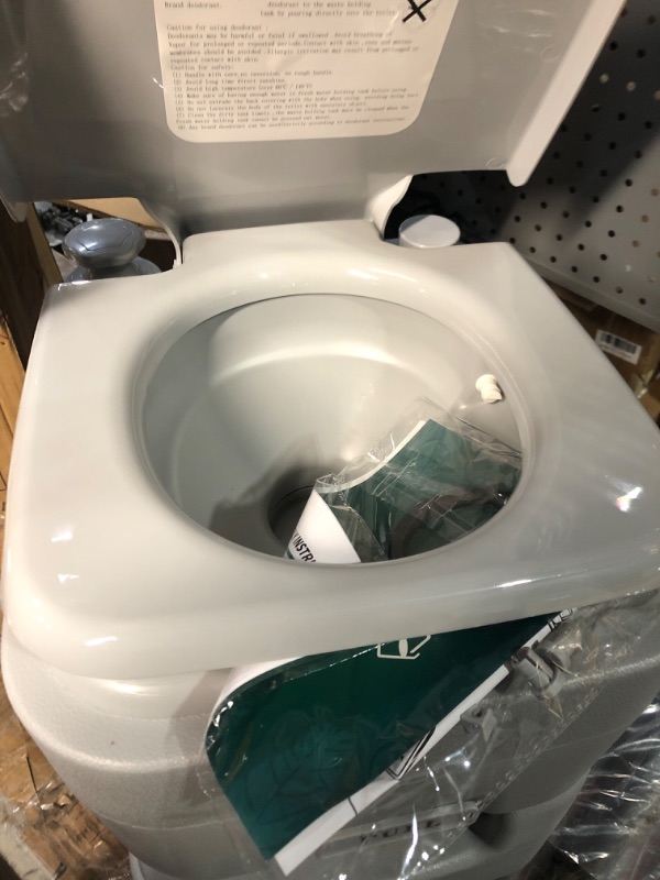 Photo 1 of YITAHOME 5.3 Gallon Portable Travel Toilet RV Potty Upgrade Double Outlet Water Spout Handle Flush Pump Detachable Water Tank with Drag Wheel for Camping Boating Hiking Trips