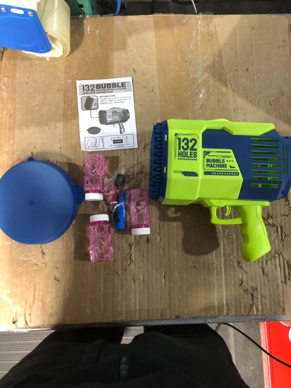 Photo 1 of 132 Holes Bubble Gun Toys, Rocket Launcher Bubble Blower Toy, Portable Bubble Machine with Colorful Light, (Orange) 