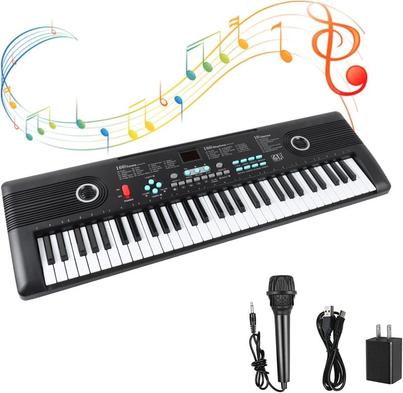 Photo 1 of 61 keys keyboard piano, Electronic Digital Piano with Built-In Speaker Microphone, Portable Keyboard Gift Teaching for Beginners, electri