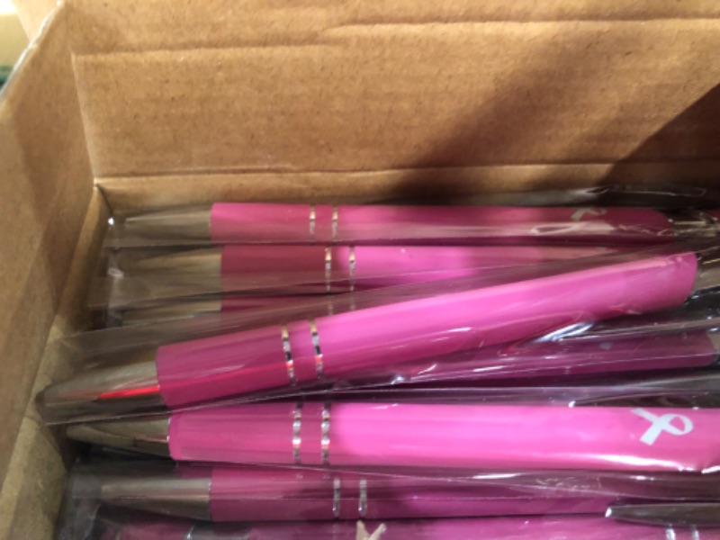 Photo 4 of **NON REFUNDABLE
Tenceur 50 Pcs Breast Cancer Awareness Pink Ribbon Ballpoint Pen with Stylus Tip Black Ink Pens Touch Screens Breast Cancer Gifts for Women Girls Charity Social Event Office Supplies (Pink) 3 BOXES OF 50 (150) COUNT 