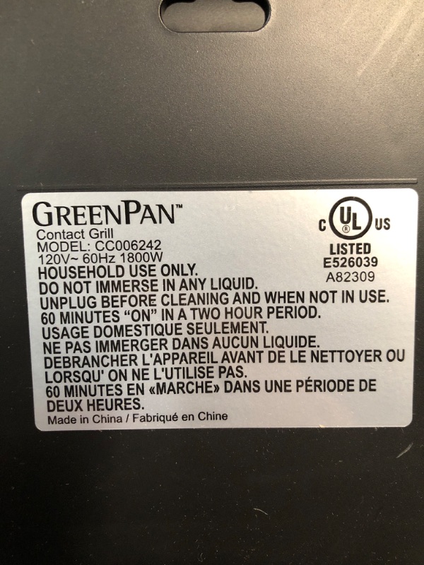 Photo 5 of **TURNS ON. UNABLE TO FULLY TEST**
GreenPan Elite 7-in-1 Multi-Function Contact Grill & Griddle, Black