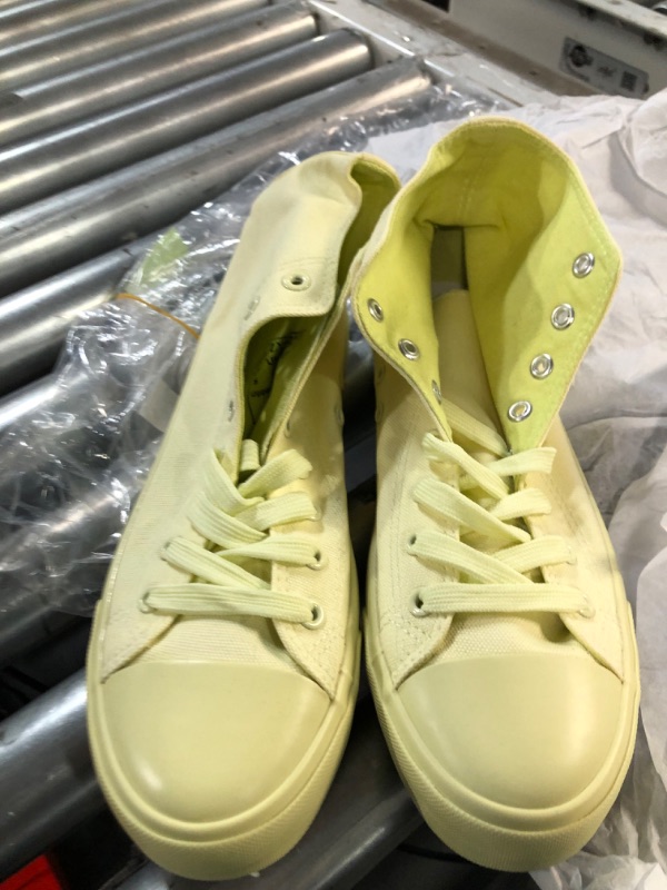 Photo 2 of kufeiti Women’s High Top Canvas Sneakers Canvas Shoes Lace up- NEON GREEN- SIZE 8