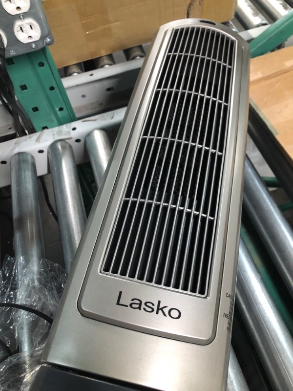 Photo 3 of **USED BUT LOOKS NEW - TURNS ON**
Lasko 1500W Digital Ceramic Space Heater with Remote, 755320, Silver