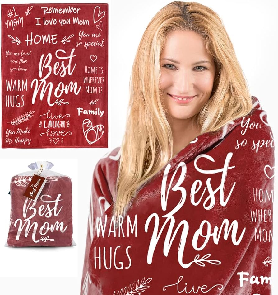 Photo 1 of EasyFluffy Mom Gifts from Daughter, Gifts for Mom, Mom Gifts, Best Mom Ever, Mom Birthday Gifts, Mom Blanket, 50" × 60" (Burgundy)