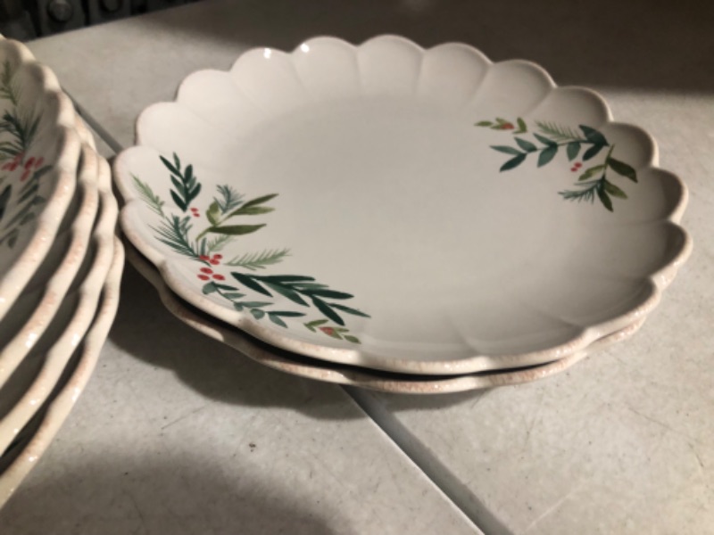 Photo 4 of Lenox French Perle Scallop Holly 12Pc Set, 17.64, White 12-Piece Dinneware Set