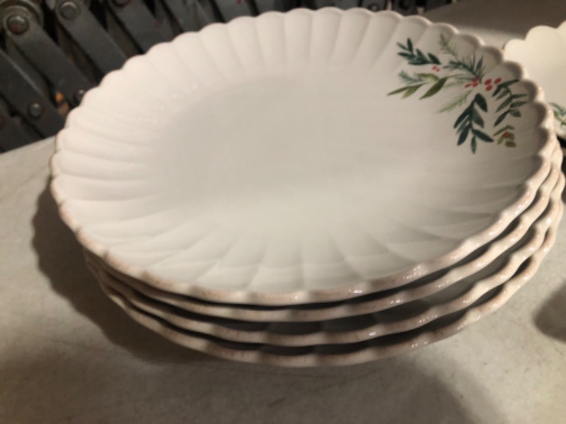 Photo 3 of Lenox French Perle Scallop Holly 12Pc Set, 17.64, White 12-Piece Dinneware Set