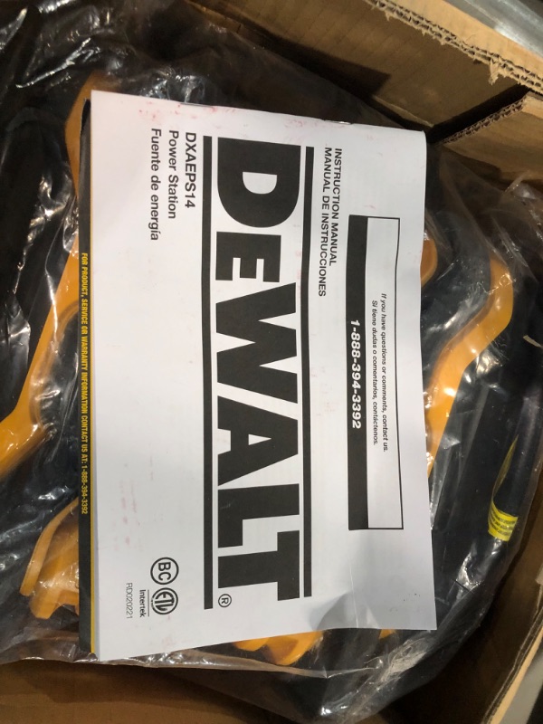 Photo 3 of DEWALT DXAEPS14 1600 Peak Battery Amp 12V Automotive Jump Starter/Power Station with 500 Watt AC Power Inverter, 120 PSI Digital Compressor, and USB Power , Yellow