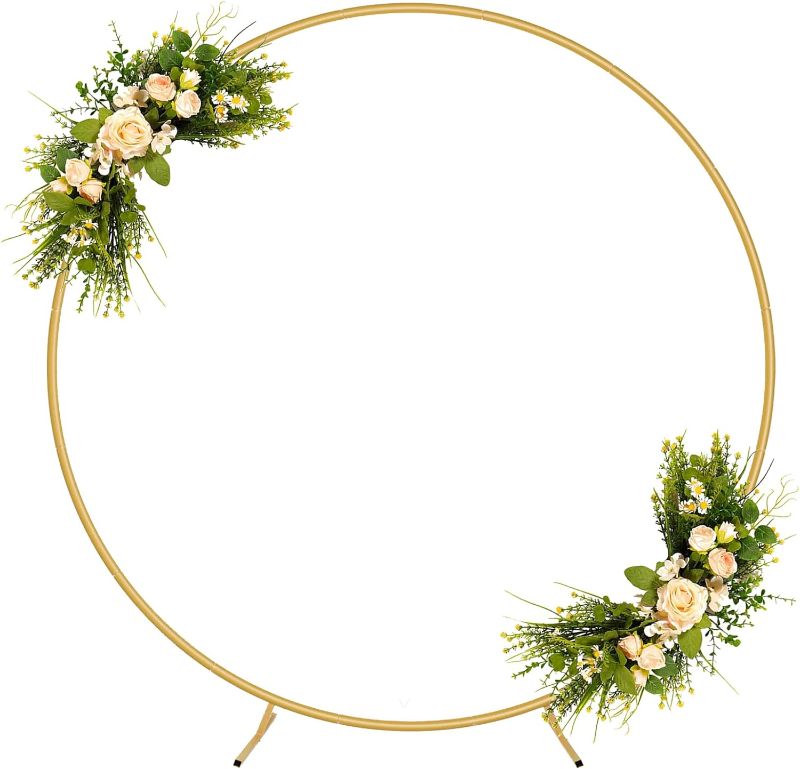 Photo 1 of  Esyun 6.56Ft Circle Backdrop Stand, Metal Circle Wedding Arch Backdrop Gold