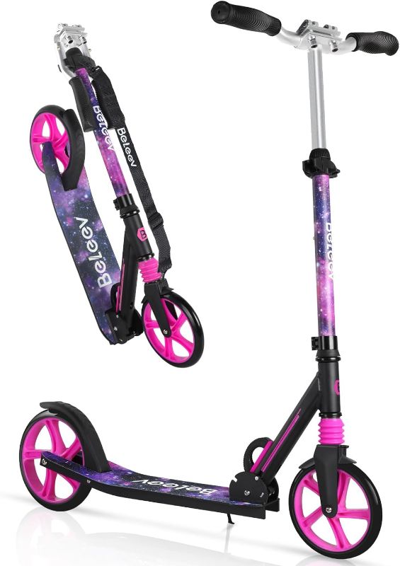 Photo 1 of BELEEV V5 Scooters for Kids 6 Years and up, Folding Kick Scooter 2 Wheel for Adults Teens, 4 Adjustable Handlebar, 200mm Big Wheels