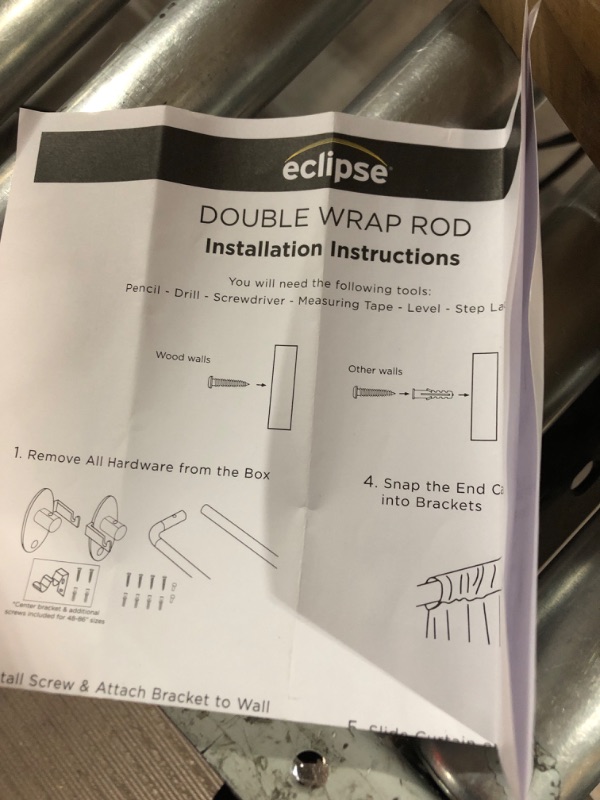 Photo 3 of * SEE NOTES* Eclipse Room Darkening Wrap Around Double Curtain Rod, 48-86", Matte Black