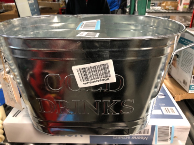 Photo 2 of Twine Cold Drinks Ice Bucket, Galvanized Metal Drink Tub, Wine And Beer Chiller, Beverage Tub, Holds 5.35 Gallons