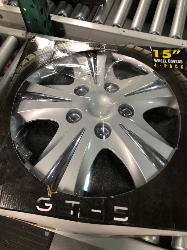 Photo 2 of Custom Accessories 96411 GT-5 Silver 15" Wheel Cover, Pack of 4