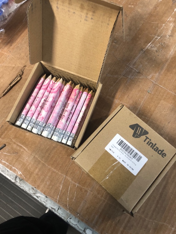 Photo 2 of PACK OF 2** Tinlade 60 Pcs Breast Cancer Awareness Pencils with Erasers Pink Ribbon Pencils Wood Cased Pencils Bulk Breast Cancer 