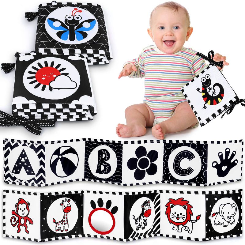 Photo 1 of 2 PACK** Jefshon Black and White Baby Toys 0-6 Months, Montessori Tummy Time Toys for Babies 0-3 Months,2 Packs