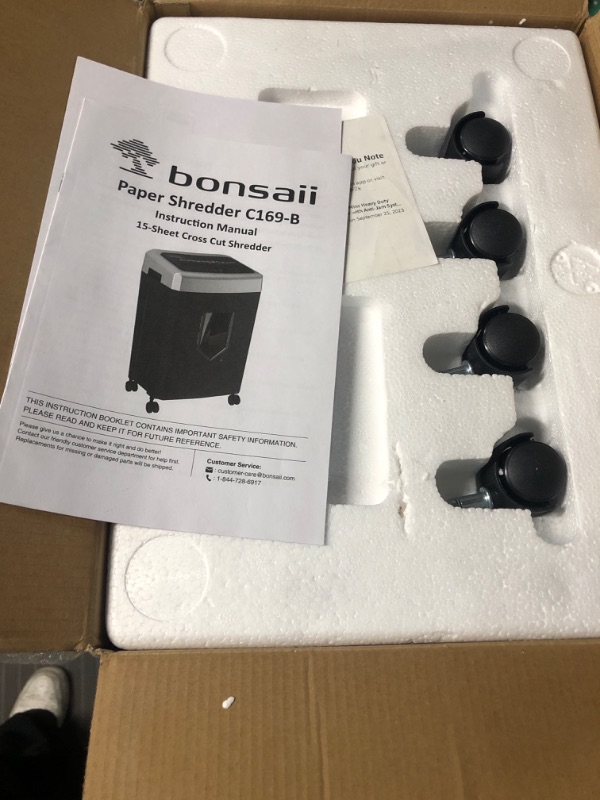 Photo 2 of MINOR DAMAGE ON PLASTIC NEAR BLADES*** Bonsaii 15-Sheet Office Paper Shredder, 40 Mins Heavy Duty Shredder for Home Office, Crosscut Shreder 