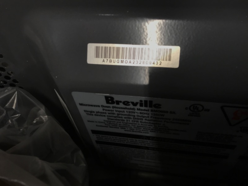 Photo 2 of **PARTS ONLY/NON-REFUNDABLE***
Breville Compact Wave Soft-Close Microwave Oven, Silver, BMO650SIL