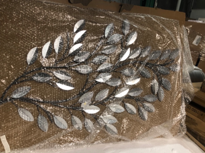 Photo 2 of Deco 79 Metal Leaf Wall Decor, 25" x 2" x 44", Silver