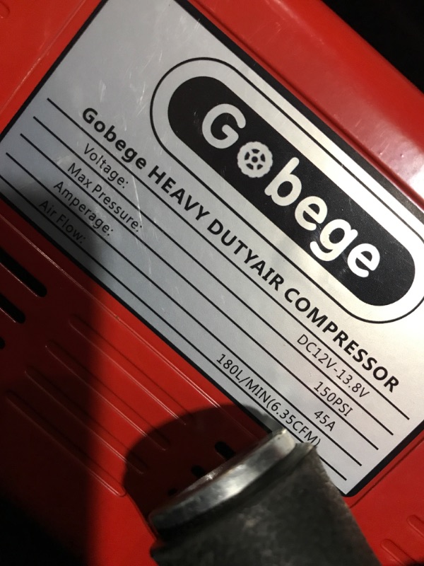 Photo 5 of Gobege 12V Portable Air Compressor, 6.35CFM Car Tires Inflator, Car Air Compressor for Truck Tires Heavy Duty Max 150PSI, Stronger Cylinder Offroad Air Pump for 4x4 Suv Vehicle Rv Red