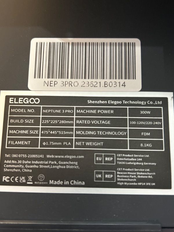 Photo 8 of **PARTS ONLY**  ELEGOO Neptune 4 Pro 3D Printer, 500mm/s High Speed FDM Printer with Klipper Firmware, Auto Leveling and Direct Drive Extruder, Easy Assembly, 8.85x8.85x10.43 Inch Printing Size