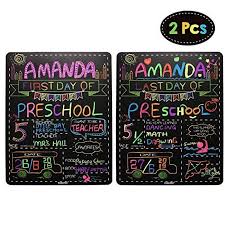 Photo 1 of Personalized First Day and Last Day of School Sign 13" x 16" Large Chalkboard Style Photo Prop Back to School Supplies - 2 Pcs