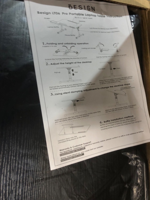 Photo 3 of Besign LT06 Pro Adjustable Latop Table [Large Size], Portable Standing Bed Desk, Foldable Sofa Breakfast Tray, Notebook Computer Stand for Reading and Writing, Black