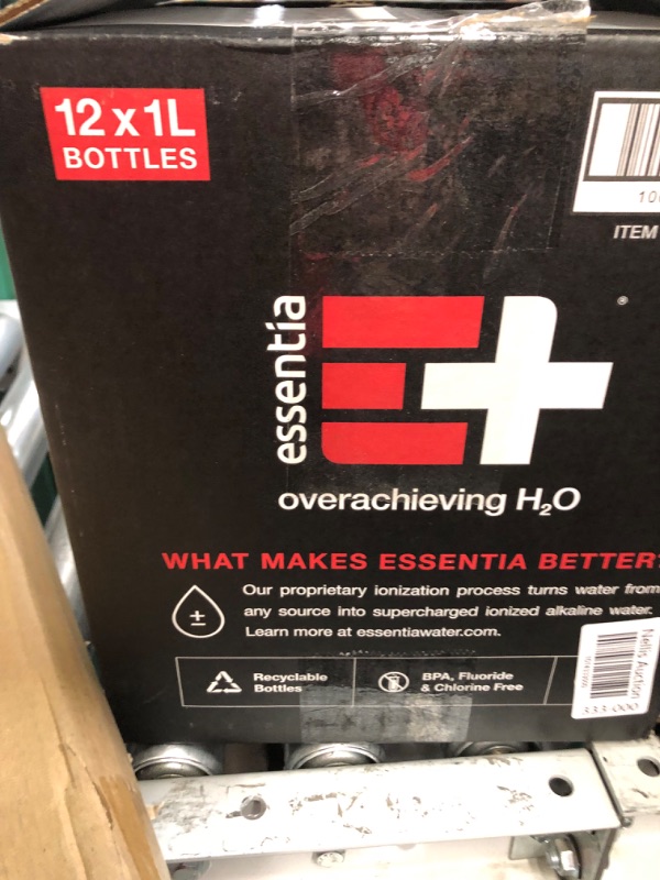 Photo 2 of Essentia Bottled Water, 1 Liter, 12-Pack, Ionized Alkaline Water:99.9% Pure, Infused With Electrolytes, 9.5 pH Or Higher With A Clean, (Pack of 12)