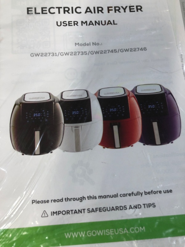 Photo 7 of ***PARTS ONLY NON REFUNDABLE***
Gowise Usa 5.8 Qt. Digital Air Fryer With Touch Screen In White