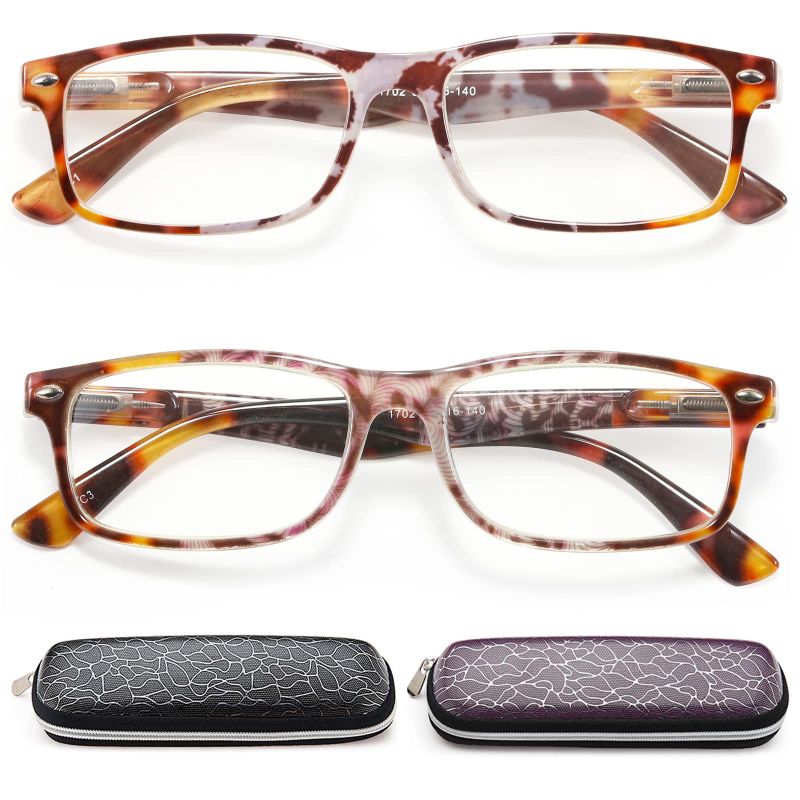 Photo 1 of AJYADO 2 Pack Reading Glasses Bluen Anti Filter UV Ray/Glare (Brown & Grey, 1.75) 1.75 Brown & Grey