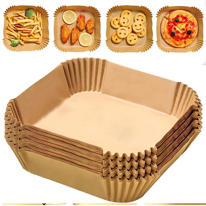 Photo 1 of ( 2pack) DANIYA'S Air Fryer Disposable Paper Liner Square Unbleached Parchment 125 PCS 8" Compatible with 5-8 QT 