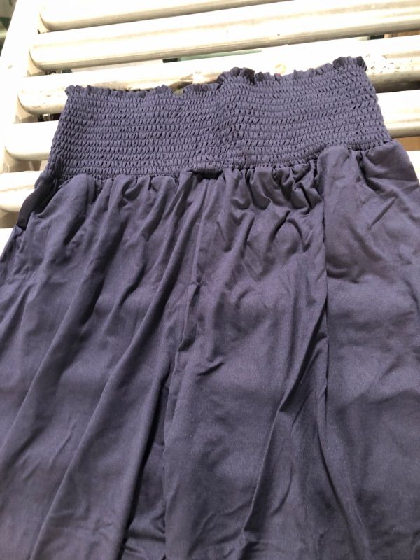 Photo 4 of  Women's Smocked Ruffle High Waisted Dance Harem Pants XX-Large Navy