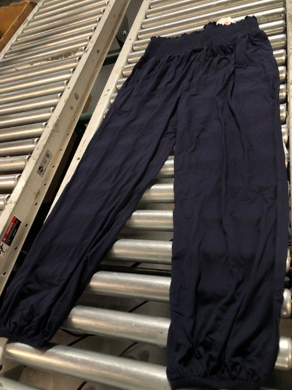 Photo 2 of  Women's Smocked Ruffle High Waisted Dance Harem Pants XX-Large Navy