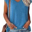 Photo 1 of **SEE NOTES** KAUPUN WOMENS CASUAL LOOSE SHORT SLEEVEBLOUSE BLUE,,  SIZE: M