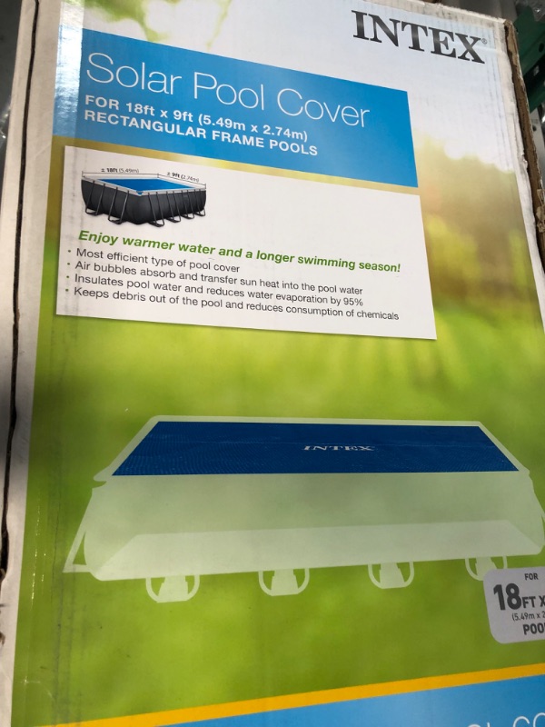 Photo 1 of **SEE NOTES**
INTEX 28016E Solar Pool Cover: For 18ft Rectangular Frame Pools – Insulates Pool Water – Reduces Water Evaporation – Keeps Debris Out