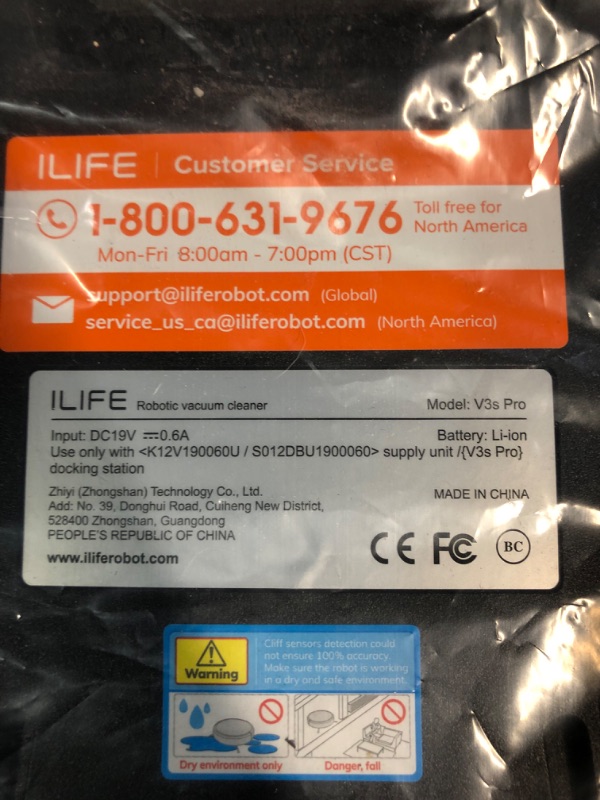 Photo 1 of *MISSING PIECES*
ILIFE V3s Pro Robot Vacuum Cleaner
