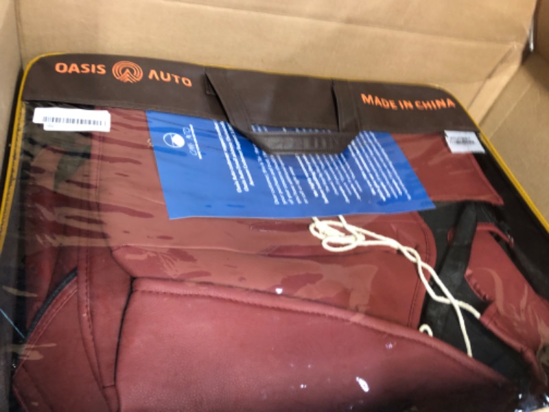 Photo 3 of OASIS AUTO 2018-2025 Wrangler JL 4 Door Custom Leather Seat Covers (W/O Rear Cup Holder, Burgundy) W/O Rear Cup Holder burgundy