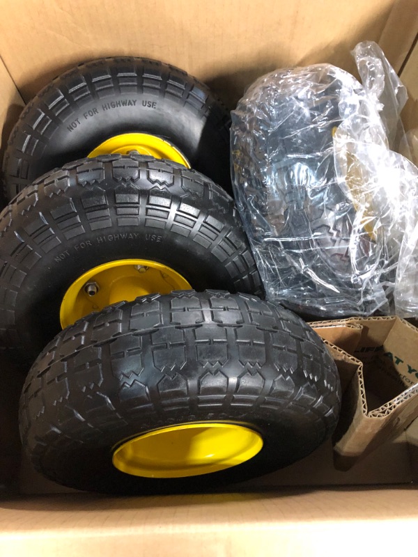 Photo 3 of (2-Pack) 10-Inch Solid Rubber Tires and Wheels - Replacement 4.10/3.50-4" Tires and Wheels with 5/8" Double Sealed Bearings, 2.17" 