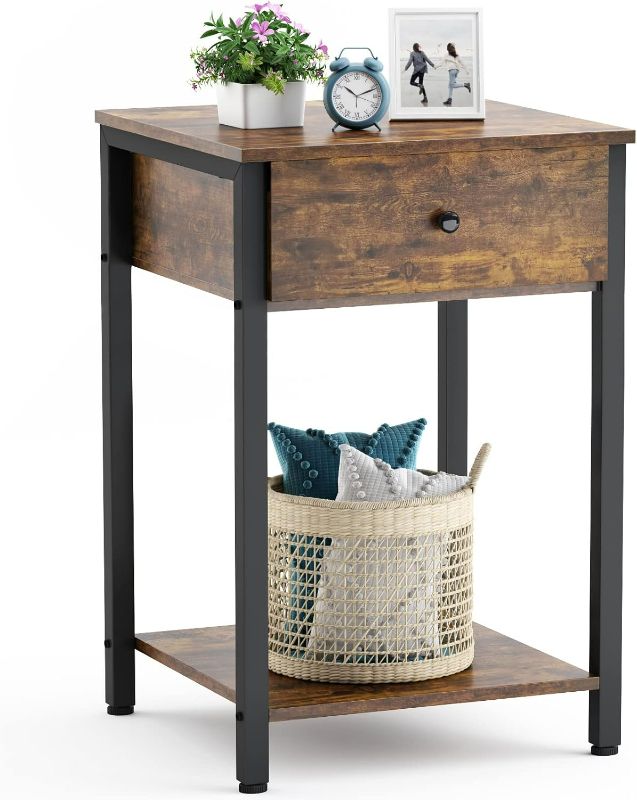 Photo 1 of **STOCK IMAGE FOR SAMPLE**
CALERTAIN Nightstands Set of 2, 26" Bedside Table, Modern End Side Table, Tall Night Stand with Drawer 