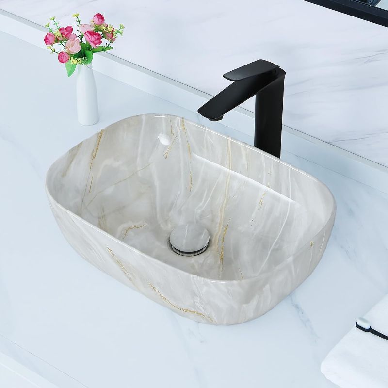 Photo 1 of ***NO FAUCET INCLUDED***
Davivy 18.5'' X 13'' Plastic Fake Marble Rectangle Vessel Sink with Pop Up Drain