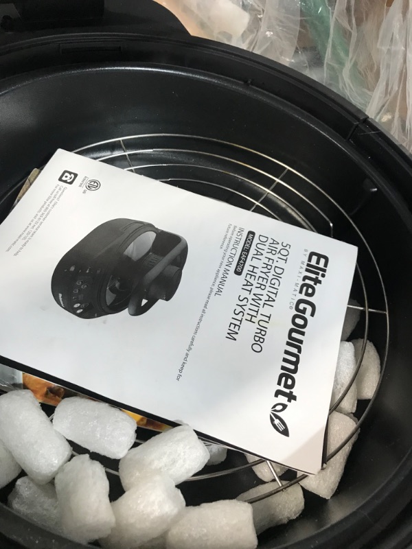 Photo 2 of ***PARTS ONLY NON REFUNDABLE***
Elite Gourmet EAF4700 Digital 5Qt Air Fryer, Sears, Bakes, Roasts, Top & Bottom Heating Oil-Less Healthy Cooker, Temp/Timer Settings, PFOA-Free, 