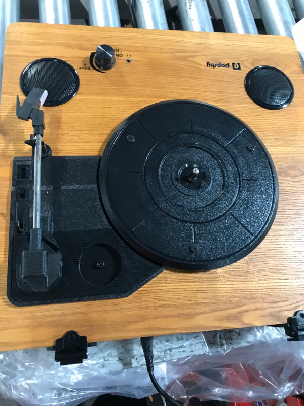 Photo 4 of ***PARTS ONLY NON REFUNDABLE***
Record Player, Popsky 3-Speed Turntable Bluetooth Vinyl Record Player with Speaker, Portable LP Vinyl Player, Vinyl-to-MP3 Recording, 3.5mm AUX & 