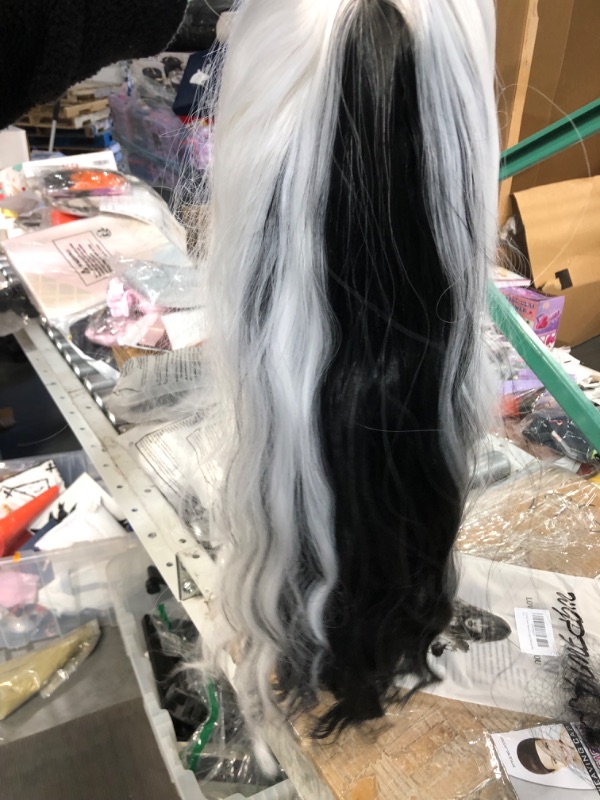 Photo 3 of  Long Cosplay Black and White Wig Synthetic Wig Realistic Women Daily Use Colorful Wigs (Black and White)